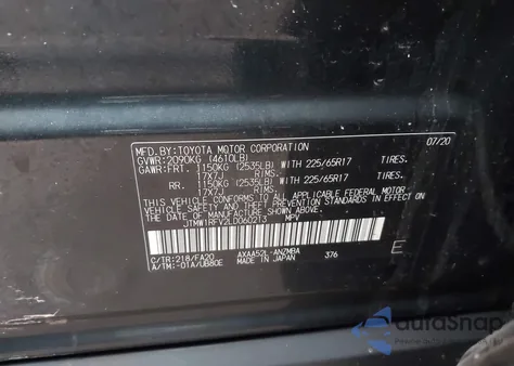 2020 Toyota Rav4 Xle from USA, damaged, VIN JTMW1RFV2LD060213